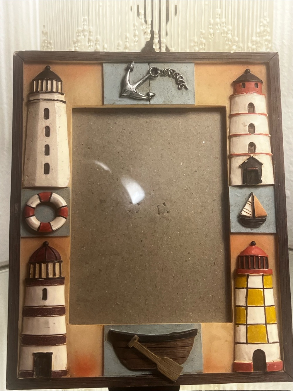 Vintage 3D Coastal Nautical Resin Picture Frame – Lighthouses, Anchor & Boat - Picture 5 of 8